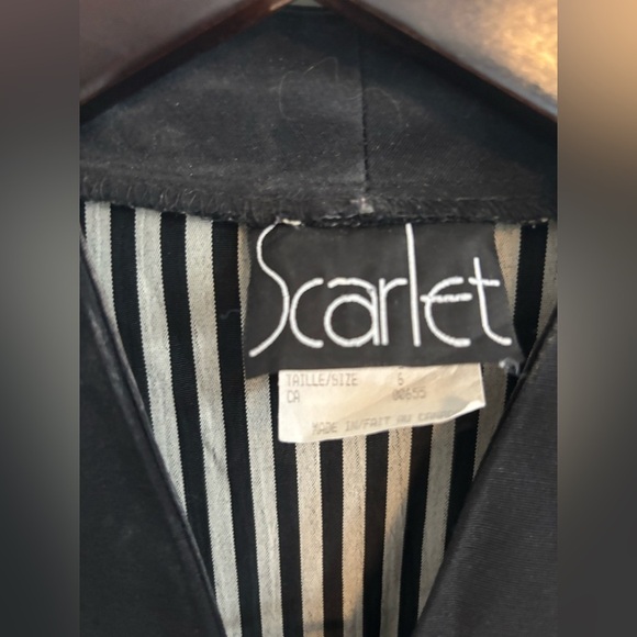 Vintage Vest Jacket by Scarlet Black White Stripe Gold Button Oversize Rayon S M - Picture 4 of 6